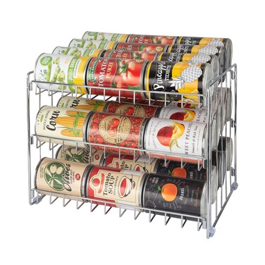 Kitchen Details 3 Tier Can Organizer   Canned Food Storage Rack   Kitchen Cabinet and Pantry Organization   Holds 36 Cans   Space Saving   Chrome