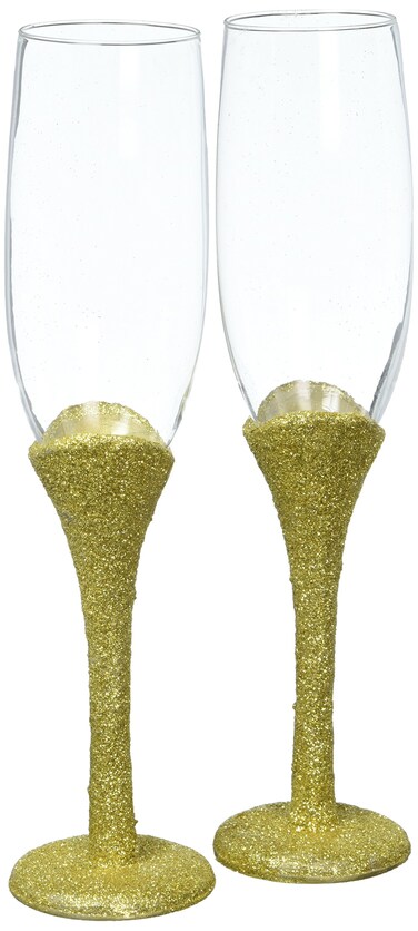 Fashioncraft Golden Elegance Collection Set of 2 Toasting Glasses, One Size, Yellow