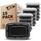 Freshware Meal Prep Containers 15 Count (Pack of 1) Compartment Food Storage Containers with Lids, Bento Box, BPA Free, Stackable, Microwave/Dishwasher/Freezer Safe (28 oz) (Color May Vary)