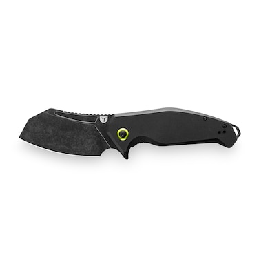 TRUE MAAR Cleaver Flipper Knife: D2 Steel, Black Oxide, Stonewash Finish w/2-WAY Carry Pocket Clip