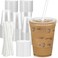 Dealusy 100 Pack - 16 oz Clear Plastic Cups with Lids and Straws, Sturdy &amp; Food Safe Iced Coffee Cups with lids, Iced Coffee Cup, Disposable Cups Plastic Coffee Cups Smoothie Cups for Cold Drinks