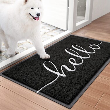 BeneathYourFeet Door Mat (30"x17.5",Black), Welcome Mat Low Profile Floor Mat Front Doormat Indoor Outdoor Door Non Slip Rugs for Entryway, Patio, High Traffic Areas