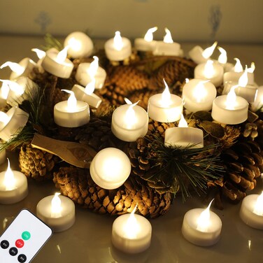 Topstone LED Tealight with 4/6/8 H Timer and Remote,Flameless Candle,Long Lasting Battery Operated Votive Candle,Electric Fake Candles for Seasonal &amp;Festival Celebration,Pack of 12(Warm White)