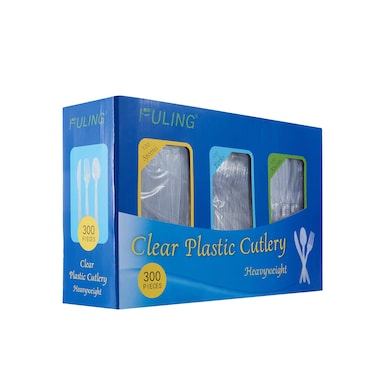 Cutlery Set Plastic Utensils Clear Forks Spoons Knives Disposable Silverware Heavyweight [300 Combo Box]