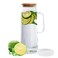 hjn Glass Pitcher with Lid Glass Water Carafe with Handle, Fridge Water Jug Cold or Hot Beverages, Iced Tea, Milk, Juice 1500ml/51oz &amp; bamboo lid