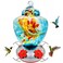 REZIPO Hummingbird Feeder with Perch - Hand Blown Glass - Blue - 38 Fluid Ounces Hummingbird Nectar Capacity Include Hanging Wires and Moat Hook
