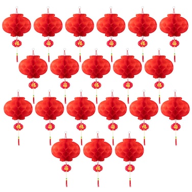 Favide 20 Pieces 10 Inch Chinese Red Paper Lanterns Festival Decorations for New Year, Spring Festival, Wedding and Restaurant