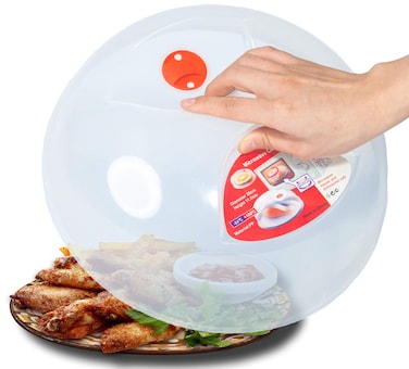 Large Microwave Cover for Food Easy Grip Microwave Splatter Cover Guard Lid with Steam Vent and BPA Free &amp; 11.5 Inch, Dishwasher Safe