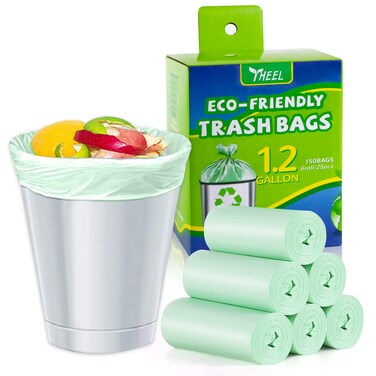 1.2 Gallon Small Trash bags Mini Bathroom Garbage Bags Fit 4.5 Liter Trash-Can-Liners for Bathroom Kitchen Office (150 Counts,Green)