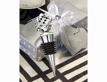 Crystal Dice Wine Stopper - Perfect Bunco Prize or Gift for Winners, Comes Gift Boxed. Bunco Party Supplies