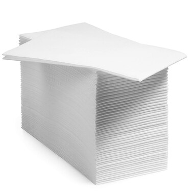 200 BloominGoods Disposable Bathroom Napkins   Single-Use Linen-Feel Guest Towels   Cloth-Like Hand Tissue Paper, White, 12" x 17" (Pack of 200, Made In USA)