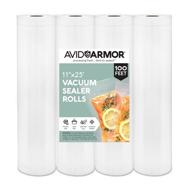 Avid Armor Vacuum Sealer Bags - 4 Pack, 11x25 Rolls   BPA-Free Vacuum Seal Bags for Food Storage, Meal Prep, Sous Vide   Heavy Duty Vacuum Sealer Bags, Fits Foodsaver &amp; Seal a Meal