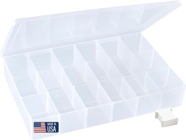 Embroidery Floss Organizer Box with 50 Cardboard Bobbins - 17 Compartments Clear Embroidery Thread Organizer Box, Snap-Tight Clear Sewing Organizer - Jewelry Bead Holder (Made in USA)