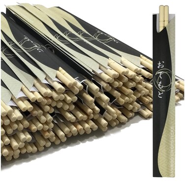 Albino Monkey 200 Round Separated Disposable Chopsticks   Best for Sushi   Bamboo Wooden Chinese Chop sticks - Bamboo Chopstick Bulk - Disposable Utensils Premium Quality - (100 Pairs)