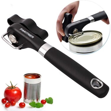 PAKITNER- Safe Cut Can Opener, Smooth Edge Can Opener - Can Opener Handheld, Manual Can Opener, Ergonomic Smooth Edge, Food Grade Stainless Steel Cutting Can Opener for Kitchen &amp; Restaurant