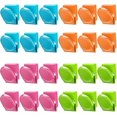 VICNOVA Magnetic Clips, 24 Pieces Magnetic Metal Chip Clips Fridge Magnets Refrigerator Whiteboard Locker Magnets Heavy Duty Clip Classroom Organization Teacher Must Haves School Supplies Accessories