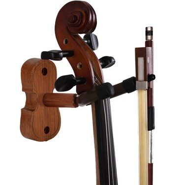 Violin Wall Mount Violin Hanger with Bow Hook Home &amp; Studio Rosewood Violin/Viola Stand (Rosewood MA-R5)