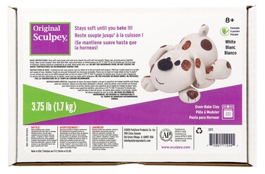 Original Sculpey White, Non Toxic, Polymer clay, Oven Bake Clay, 3.75 pounds great for modeling, sculpting, holiday, DIY and school projects. Great for all skill levels