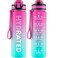 QLUR Water Bottle with Straw, 32oz Motivational Water Bottles with Time Marker to Drink, Tritan BPA Free, 1L Sports Water Bottle with Carry Strap LeakProof for Women Gym Fitness Outdoor (1 Pack)