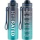 QLUR Water Bottle with Straw, 32oz Motivational Water Bottles with Time Marker to Drink, Tritan BPA Free, 1L Sports Water Bottle with Carry Strap LeakProof for Women Gym Fitness Outdoor (1 Pack)