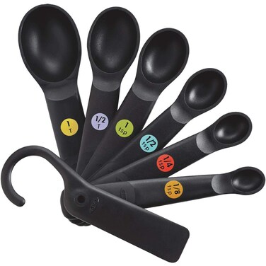 OXO International 11110801 Good Grips Measuring Spoon Set, Black Plastic, 6-Pc. - Quantity 1