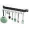 Housolution Kitchen Rail with 15 Hooks, 16 Inch Wall Mounted Hanging Utensil Rack Kitchen Utensil Hanger for Kitchen, 1 Pack, Black