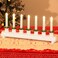 Lewondr Christmas Swedish Candelabra, Electric Candles with 7 Flameless Taper Candles, Wooden Candle Bridge Light with USB Powered, Decorative Xmas Candle Lights for Window Party Wedding,White