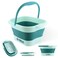 AWA Foot Soaking Tub, Collapsible Foot Bath Soak Tub for Soaking Feet, Pedicure Bowl, Plastic Feet Soaking Tub with Acupressure Massage Points, Foldable Laundry Basket (Teal Foot Tub)