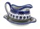 Blue Rose Polish Pottery Aztec Flower Gravy Boat &amp; Plate
