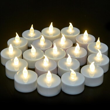 VETOUR Flameless Tea Lights Candles - Realistic LED Flickering Operated Tea Lights Steady Battery Tealights Long Lasting Electric Fake Candles in White 24pcs Decoration for Party and Gifts Ideas