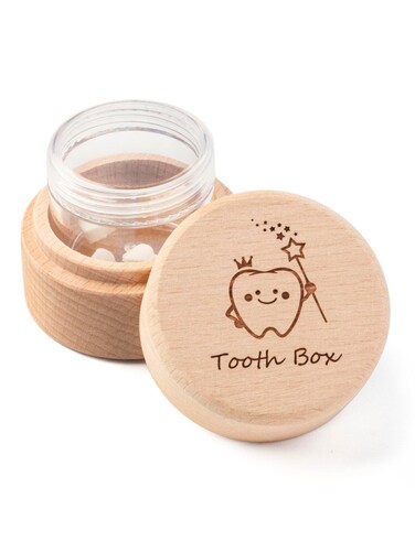 iwoohome Tooth Fairy Box for Girls and Boys Wooden Cute Tooth Box with Transparent acrylic box, Lost Teeth Storage for Kids, Dropped Tooth Keepsake Storage Box Gift