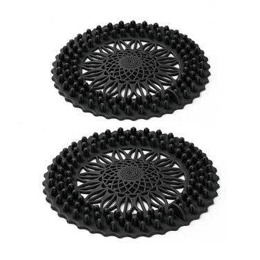 Hair Catcher, Drain Hair Catcher, Shower Drain Hair Catcher, Silicone Hair Stopper, Strainer Drain Protector, Plastic Drain Protector, Suited for Kitchen Bathroom Bathtub Sink, 2 Pcs (Black)