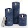 glowiu Flameless Candles with Remote LED Candles Set of 3, Battery Operated Candles for Party Home Wedding Holiday Birthday Decor (H 4" 6" 8" x D3) (Navy Blue)