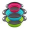 Qimh Collapsible Colander Set of 3 Round Silicone Kitchen Strainer Set - 2 pcs 4 Quart and 1 pcs 2 Quart- Perfect for Draining Pasta, Vegetable and fruit (green,blue, purple)
