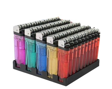 100 Cigarette Wholesale Disposable Lighters Pack of 100 with Stand   Get 4pk of Free Corckscrew Openers