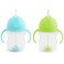 Munchkin Any Angle Sippy Cup for Toddlers, Weighted Straw Trainer Cup with Click Lock Lid, 7 Ounce, 2 Pack, Blue/Green