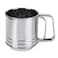 Flour Sifter Stainless Steel Handheld Manual Flour Sifter Sieve Strainer Non-Slip Handle Kitchen Baking Tool Rotating Sheet Design