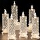 SupBri Rose Shadow LED Flameless Candles, 6PCS Romantic Battery Operated Candles Led Pillar Candles for Valentine's Day Romantic Propose Anniversary Wedding Decorations(White, D 2.5" x H 7.2")