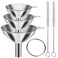 Metal Stainless Steel Funnel, Large Medium Small Funnel Set of 3, Food Grade Mini Funnels for Kitchen Use Filling Bottles Flask Cooking, 2 Brushes YLYL