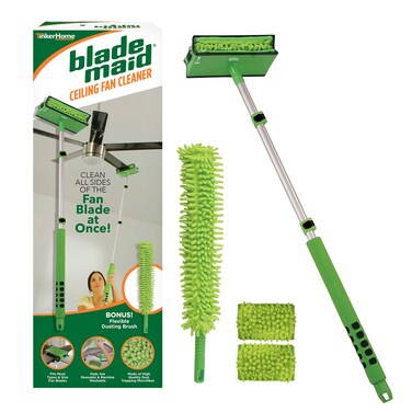 Blade Maid Ceiling Fan Cleaner- Cleaning Tool with 3 Foot Extendable Pole, Cleaning Head, Reusable Fiber Duster, &amp; Flexible Dusting Brush