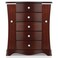 RR ROUND RICH DESIGN Jewelry Box - Made of Solid Wood with Tower Style 4 Drawers Organizer and 2 Separated Open Doors on 2 Sides and Large Mirror Brown