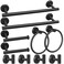 5/10/20pcs Bathroom Hardware Set, Including 16" Hand Towel Bars, Toilet Paper Holders, Towel Rings, Robe Towel Hooks (10pcs 16" Black)