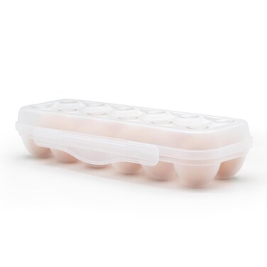 Hcendero Egg Holder for Fridge, Egg Organizer for Refrigerator, Portable Egg Tray with Lid, Stackable Egg Storage with Safety Buckle (12 Eggs, Transparent/1 PCS)