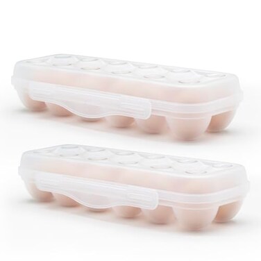 Pedersean Egg Storage for Refrigerator, Egg Holder for Fridge, Portable Egg Organizer with Lid, Stackable Egg Storage with Safety Buckle (transparent2)