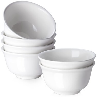DOWAN 20 OZ Ceramic Soup Bowls &amp; Cereal Bowls - White Bowls Set of 6 for Kitchen - Bowls for Cereal, Soup, Oatmeal, Rice, Pasta, Salad - Dishwasher &amp; Microwave Safe