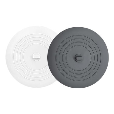 Tub Stopper 2 Pack,Bathtub Drain Stopper,6 inches Large Silicone Drain Plug,Hair Stopper Flat Suction Cover for Kitchen Bathroom Accessories and Laundry (Gray/White)