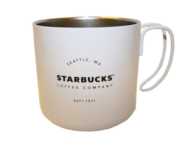 Starbucks Stainless Steel cup with wire handle White finish (White)