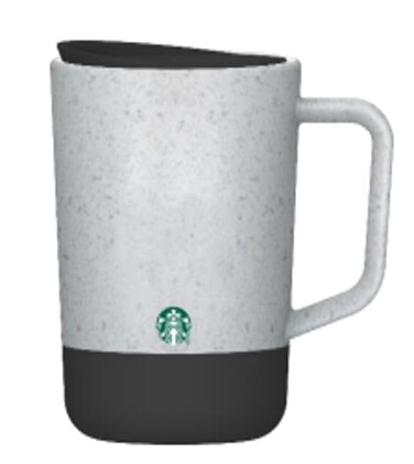 Starbucks 2024 White and Grey Mug with Rubber Bottom &amp; Lid   14oz