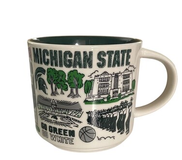 Starbucks Been There Campus Collection Coffee Michigan State Mug - MSU Spartans, 14 oz, White