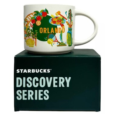 Starbucks Discovery Series Orlando Ceramic Mug, 14 oz. Microwave and Dishwasher Safe, Regular, White